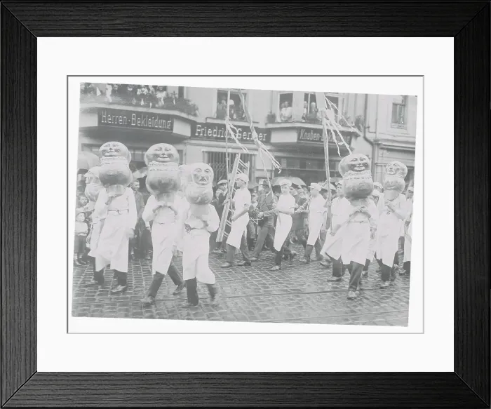 Framed Print : People Marching in Humorous Parade Framed Print : People Marching in Humorous Parade