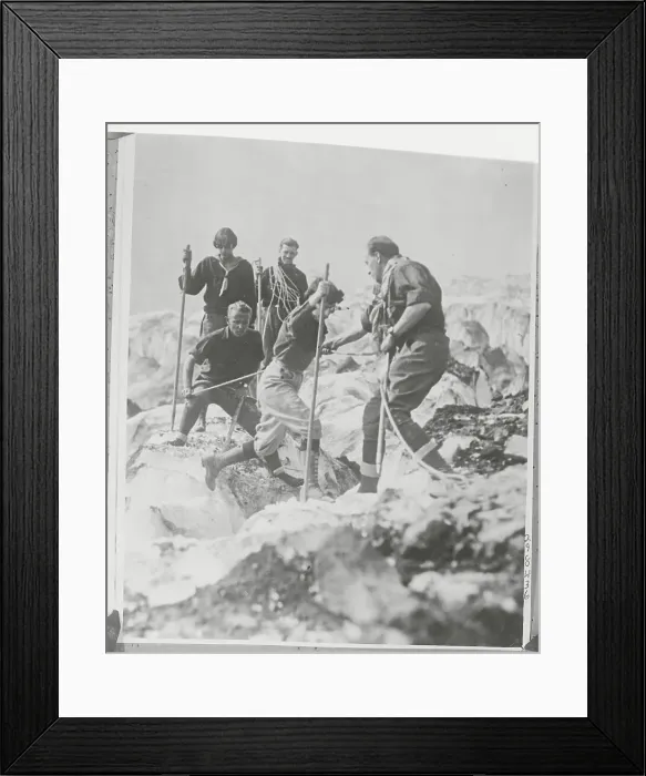 Framed Print : Men Canvassing Mount Rainier for Finds Framed Print : Men Canvassing Mount Rainier for Finds
