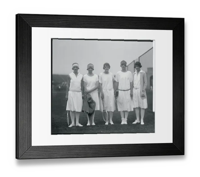 Framed Print : British Women Tennis Players Posing During Play Framed Print : British Women Tennis Players Posing During Play