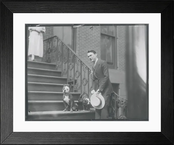 Framed Print : James J. Walker with His Dogs Framed Print : James J. Walker with His Dogs