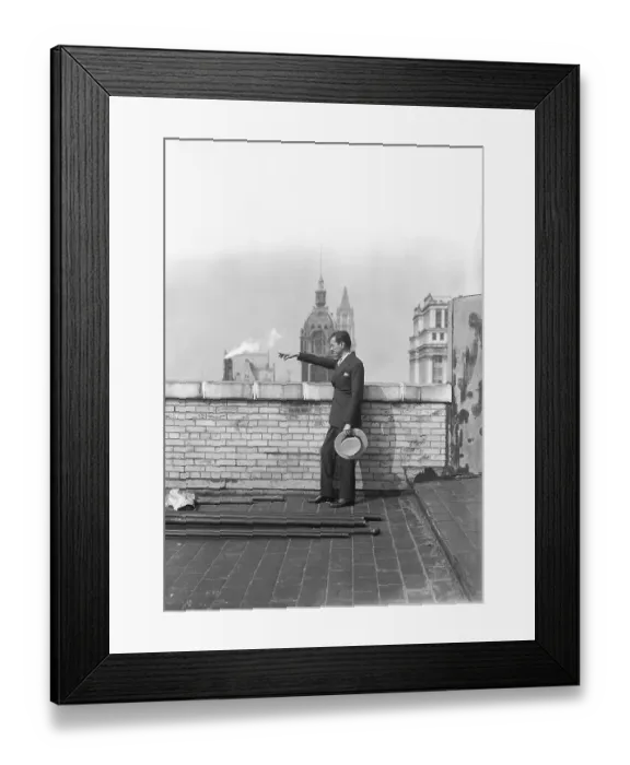 Framed Print : Tammany Mayoral Candidate James Walker Atop Roof Framed Print : Tammany Mayoral Candidate James Walker Atop Roof