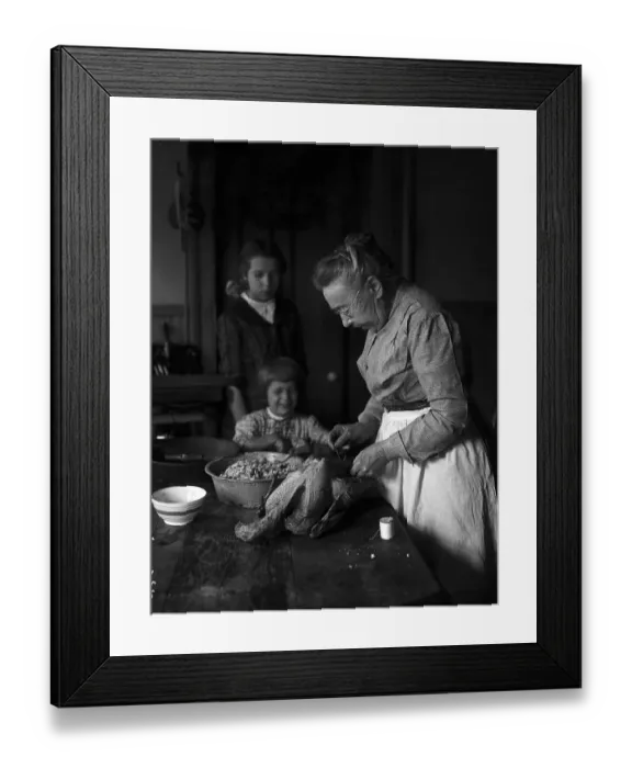 Framed Print : Children Watch Woman Prepare Turkey Framed Print : Children Watch Woman Prepare Turkey