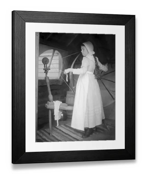 Framed Print : Girl Working Spinning Wheel Framed Print : Girl Working Spinning Wheel