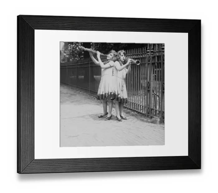 Framed Print : Siamese Sisters Playing Instruments