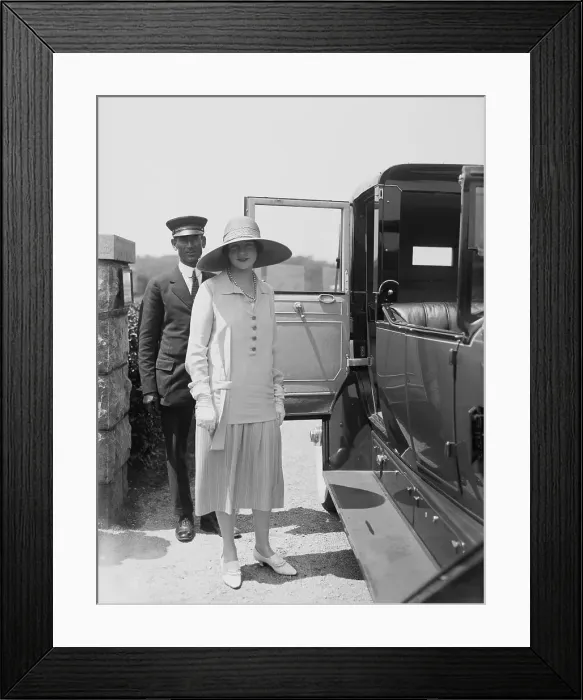 Framed Print : Socialite and Chauffeur at Automobile Framed Print : Socialite and Chauffeur at Automobile