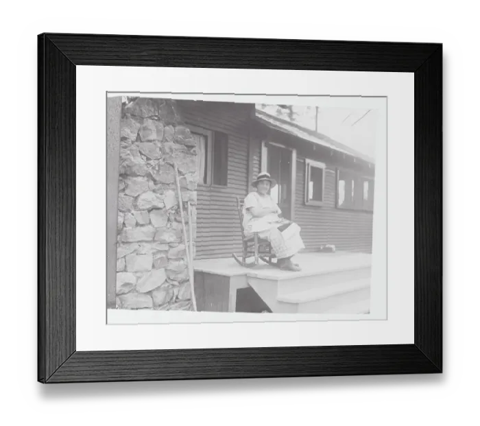 Framed Print : Woman Sitting on Porch Framed Print : Woman Sitting on Porch