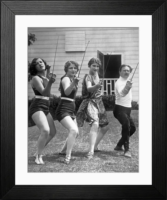 Framed Print : Women Learning How to Fence Framed Print : Women Learning How to Fence