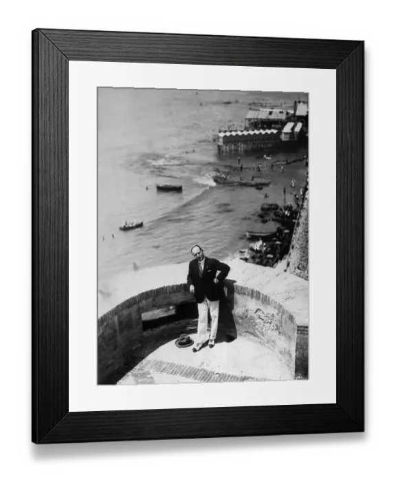 Framed Print : Benito Mussolini Posing on a Castle Tower Framed Print : Benito Mussolini Posing on a Castle Tower