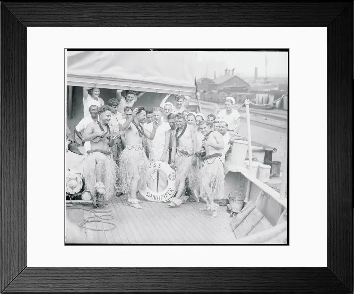 Framed Print : Sailors of Sandpiper As Hula Dancers Framed Print : Sailors of Sandpiper As Hula Dancers