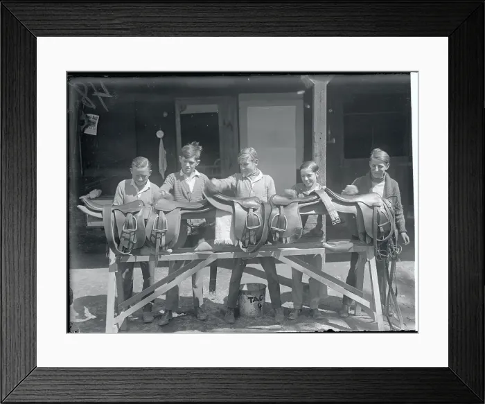 Framed Print : Boys Shining Saddles Framed Print : Boys Shining Saddles
