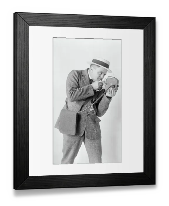 Framed Print : Nelson Edwards with New Movie Camera Framed Print : Nelson Edwards with New Movie Camera