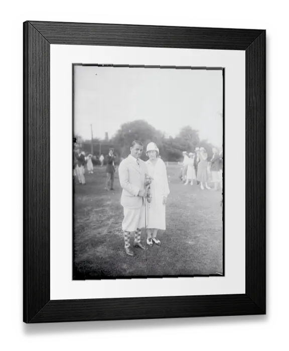 Framed Print : Mr. and Mrs. Gene Sarazen at Golf Tournament Framed Print : Mr. and Mrs. Gene Sarazen at Golf Tournament