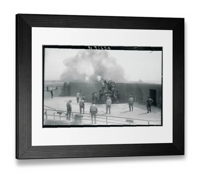 Framed Print : Coast Defense Guns Firing Framed Print : Coast Defense Guns Firing