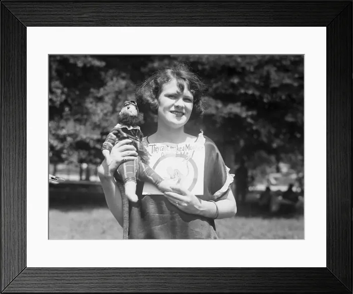 Framed Print : Lena Ruffner with Monkey Doll During Scopes Trial Framed Print : Lena Ruffner with Monkey Doll During Scopes Trial