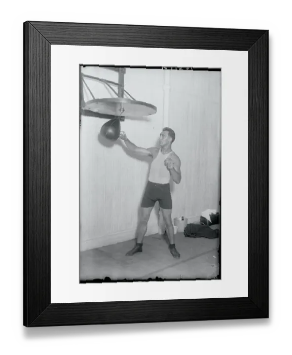 Framed Print : Paul Berlenbach Posing in Boxing Stance with Young Marullo Framed Print : Paul Berlenbach Posing in Boxing Stance with Young Marullo