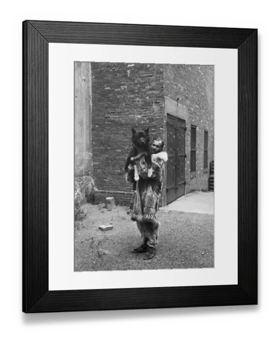 Framed Print : Sledder Holding His Famous Dog Balto Framed Print : Sledder Holding His Famous Dog Balto