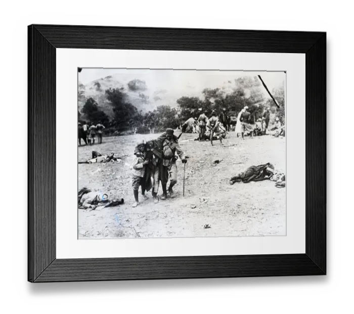 Framed Print : Soldiers Carry Wounded Algerian Rifleman Framed Print : Soldiers Carry Wounded Algerian Rifleman