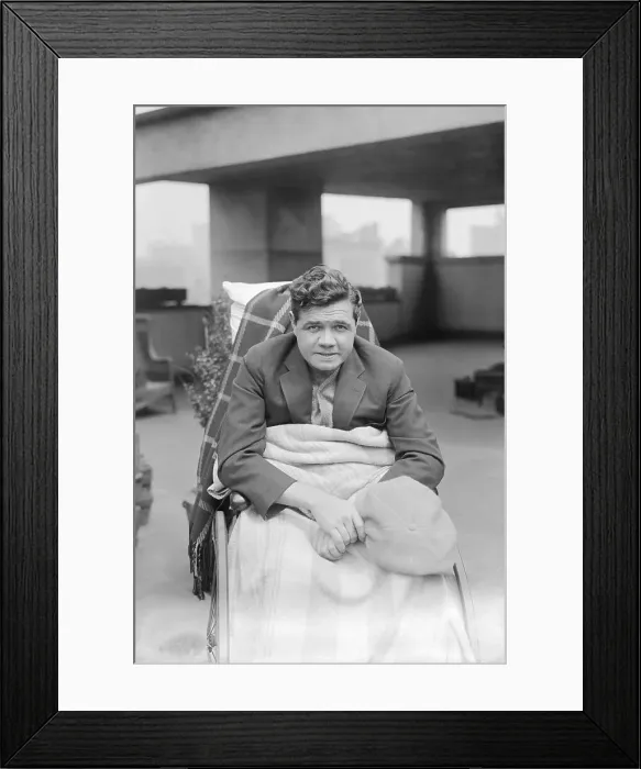 Framed Print : Babe Ruth Recuperating on Hospital Roof Framed Print : Babe Ruth Recuperating on Hospital Roof