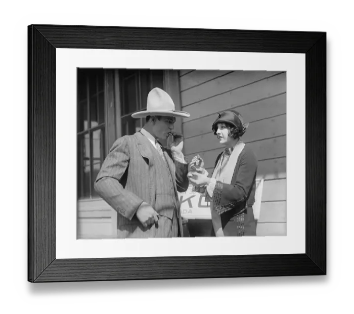 Framed Print : Jack Dempsey and Wife in Western Costume Framed Print : Jack Dempsey and Wife in Western Costume