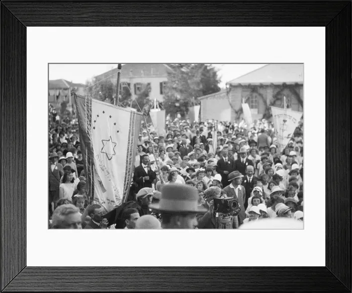 Framed Print : Crowds Welcoming Lord Balfour to School Framed Print : Crowds Welcoming Lord Balfour to School