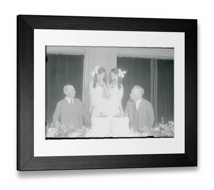 Framed Print : Hilton Sisters Feeding One Another at Birthday Party Framed Print : Hilton Sisters Feeding One Another at Birthday Party