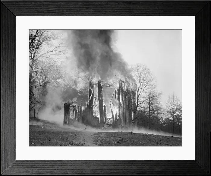Framed Print : Quarantined Smallpox House Being Burned Framed Print : Quarantined Smallpox House Being Burned