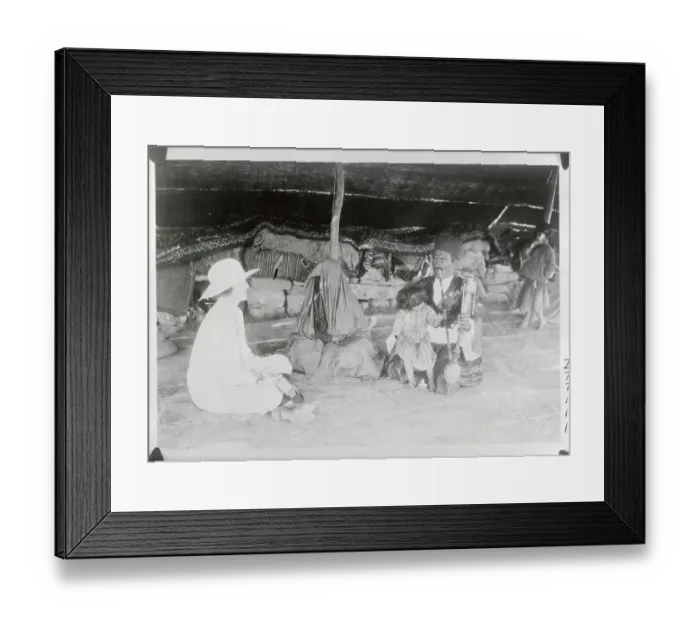 Framed Print : Marguerite Harrison Sitting with Chief of Baktiari