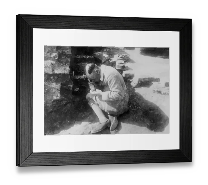 Framed Print : C Leonard Woolley Brushing off Find at Dig Framed Print : C Leonard Woolley Brushing off Find at Dig