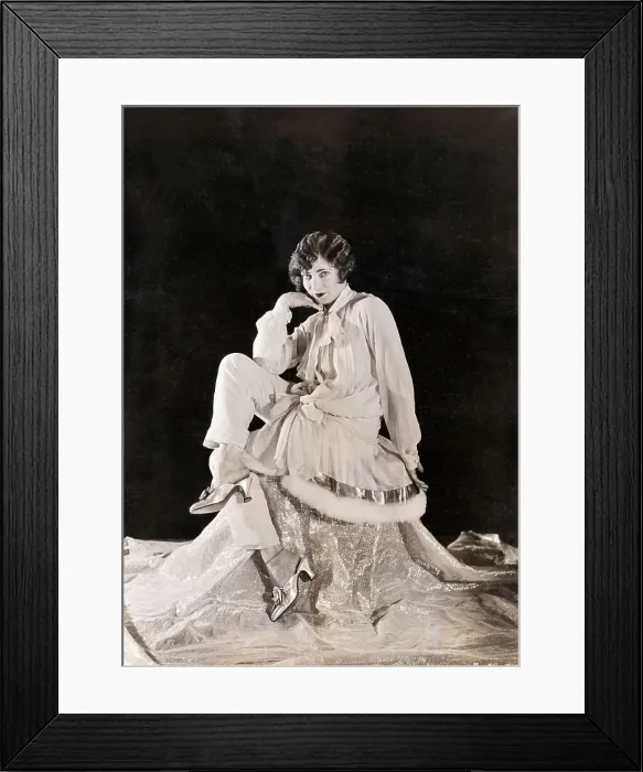 Framed Print : Young Woman Posing in Fancy Pajama Set Framed Print : Young Woman Posing in Fancy Pajama Set
