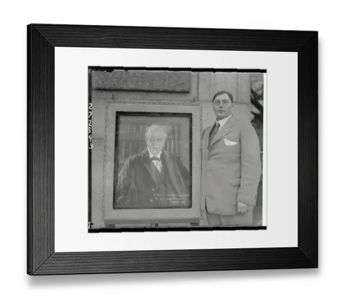 Framed Print : Ossip Perelma Standing Next to His Painting of Samuel Gompers Framed Print : Ossip Perelma Standing Next to His Painting of Samuel Gompers