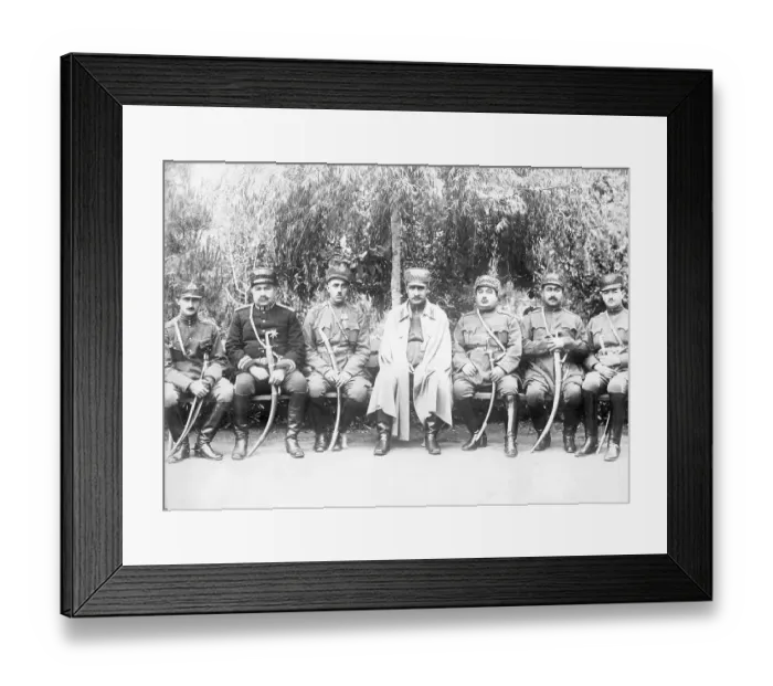 Framed Print : Reza Khan with Group of Officers Framed Print : Reza Khan with Group of Officers