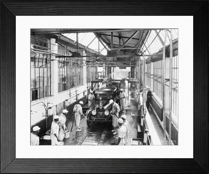 Framed Print : Workers at First Car Wash Spraying Car Framed Print : Workers at First Car Wash Spraying Car