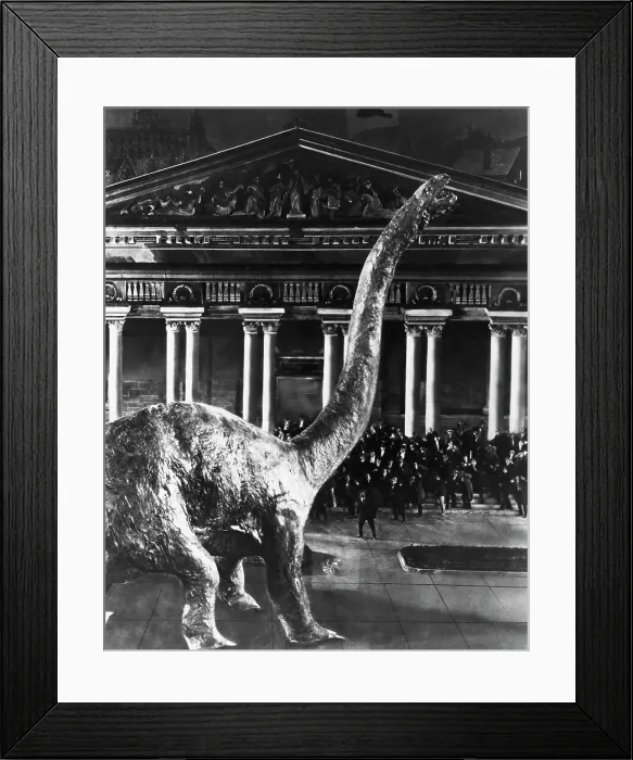 Framed Print : Brontosaurus Menacing Londoners Framed Print : Brontosaurus Menacing Londoners