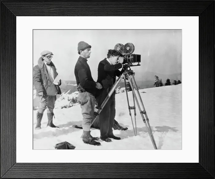 Framed Print : Charlie Chaplin Behind Movie Camera Framed Print : Charlie Chaplin Behind Movie Camera
