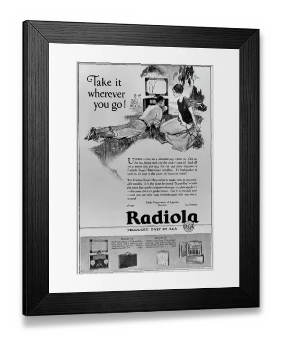 Framed Print : Advertisement for Early Portable Radio Framed Print : Advertisement for Early Portable Radio