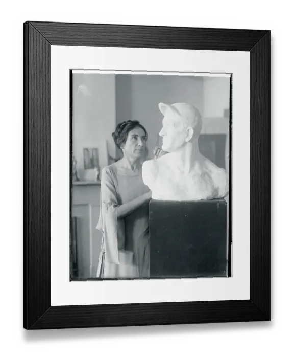 Framed Print : Gertrude Boyle Sculpting a Bust of Christy Mathewson
