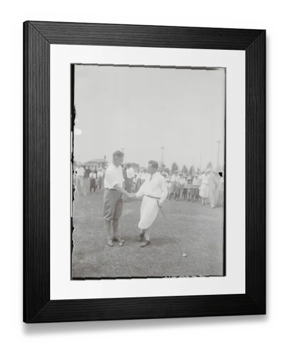 Framed Print : Golfing Competitors Shaking Hands on the Green Framed Print : Golfing Competitors Shaking Hands on the Green