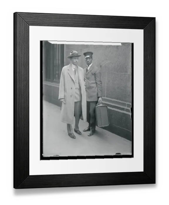 Framed Print : African American Railroad Porter Posing Next to Will Hays Framed Print : African American Railroad Porter Posing Next to Will Hays