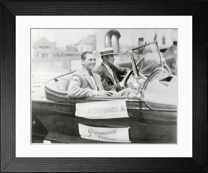 Framed Print : Douglas Fairbanks Jr. Riding in Automobile Framed Print : Douglas Fairbanks Jr. Riding in Automobile