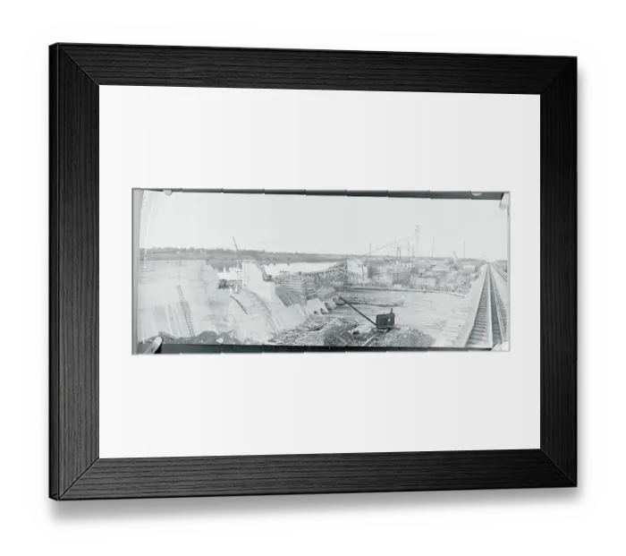 Framed Print : Aerial View of Pike Rapids Dam Construction Framed Print : Aerial View of Pike Rapids Dam Construction