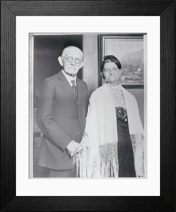 Framed Print : Elderly Couple Posing After Their Wedding