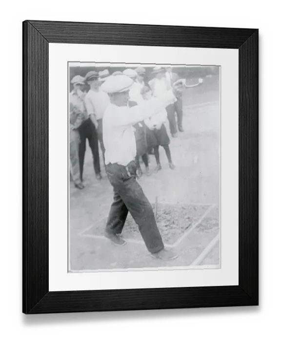 Framed Print : Donald Cooper in Horseshoe Throwing Position