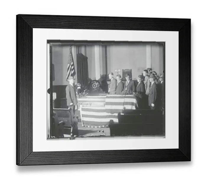 Framed Print : Flag-Draped Coffin in Church Framed Print : Flag-Draped Coffin in Church
