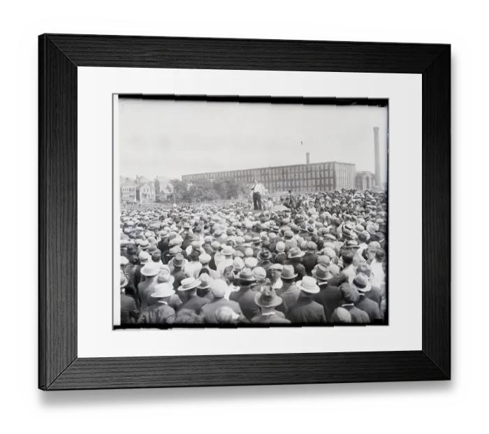 Framed Print : Labor Strikers Listening to Fred Beidenkap Framed Print : Labor Strikers Listening to Fred Beidenkap