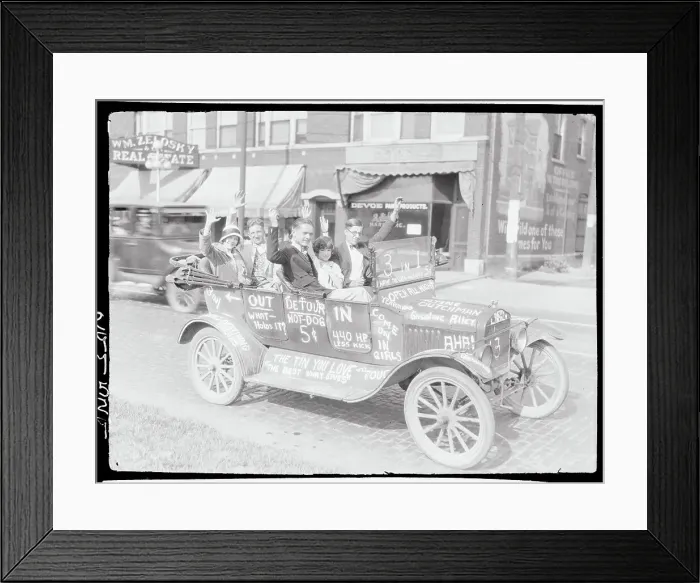 Framed Print : People Riding in Graffiti Covered Car Framed Print : People Riding in Graffiti Covered Car