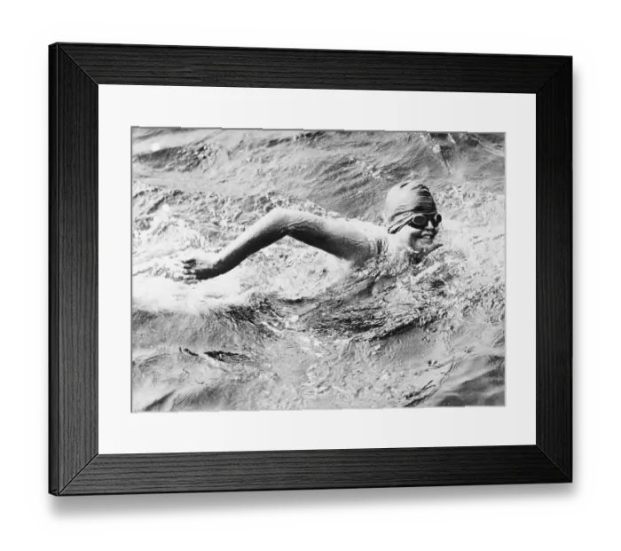 Framed Print : Gertrude Ederle Swimming in the English Channel Framed Print : Gertrude Ederle Swimming in the English Channel