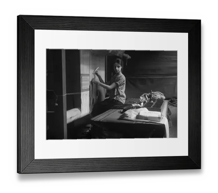 Framed Print : First Girl to Work in Century Old Rug Industry of France Framed Print : First Girl to Work in Century Old Rug Industry of France