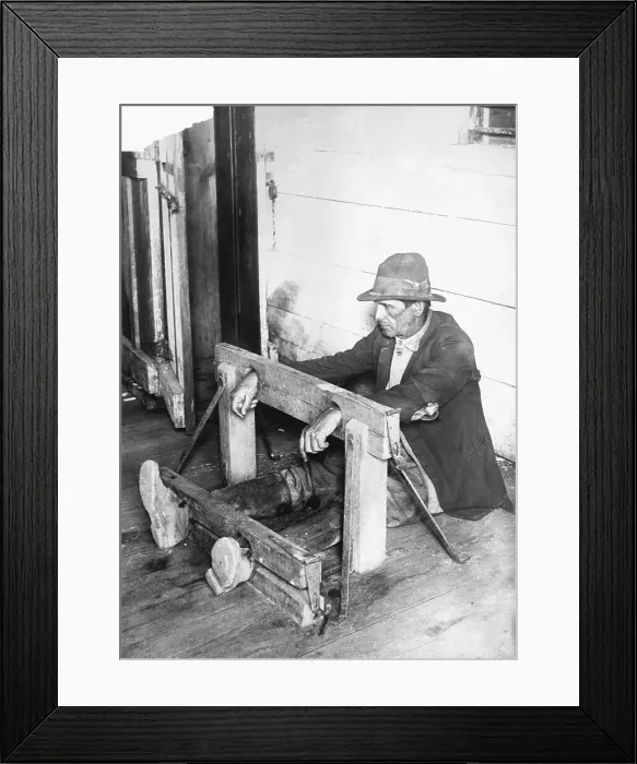 Framed Print : Prisoner In Stocks For Punishment