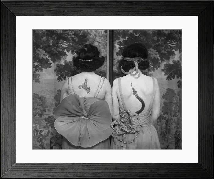 Framed Print : Women wearing tattoos and costumes Framed Print : Women wearing tattoos and costumes