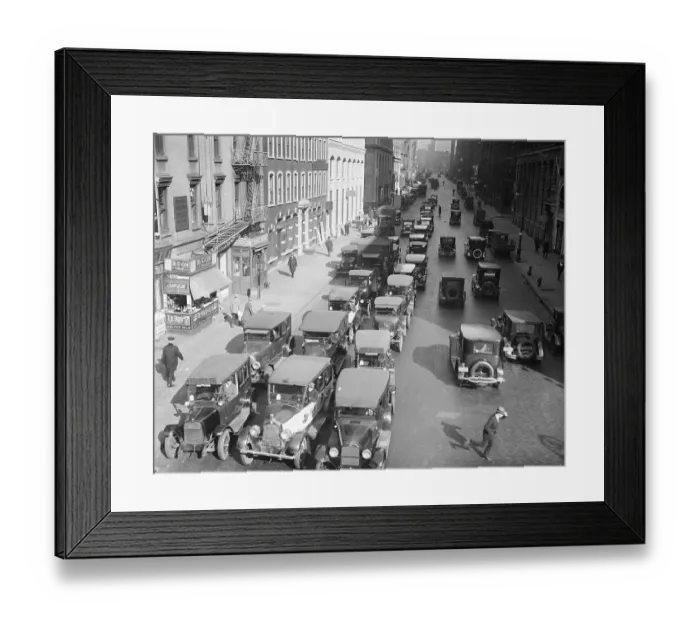 Framed Print : Early View of Lafayette Street With Cars in New York City Framed Print : Early View of Lafayette Street With Cars in New York City